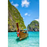 Karo-art Poster- Boot in Maya Bay, Thailand, Premium print