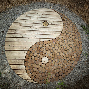 Karo-art Poster - Houten Yin & Yang, Inspiratie in hout, Premium Print