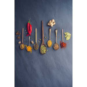 Karo-art Poster - Kruiden en Specerijen op Leisteen achtergrond, Wanddecoratie,  stevig verpakt