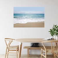 Karo-art Poster - Golf van Blauwe Oceaan op zandig strand, Premium print, wanddecoratie
