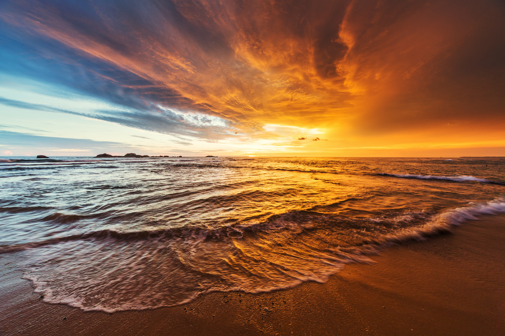 Poster - Zonsondergang op zee, Prachtig vergezicht , premium print afbeelding