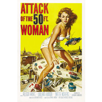 Karo-art Poster - Originele filmposter Attack of the 50ft woman, Cult film 1958, veel te zien op de achtergrond van Amerikaanse series