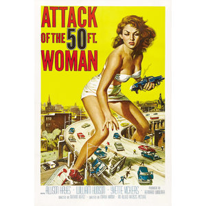 Karo-art Poster - Attack of the 50ft woman, Cult film 1958, Originele Filmposter, Premium Print, Professioneel Fotopapier