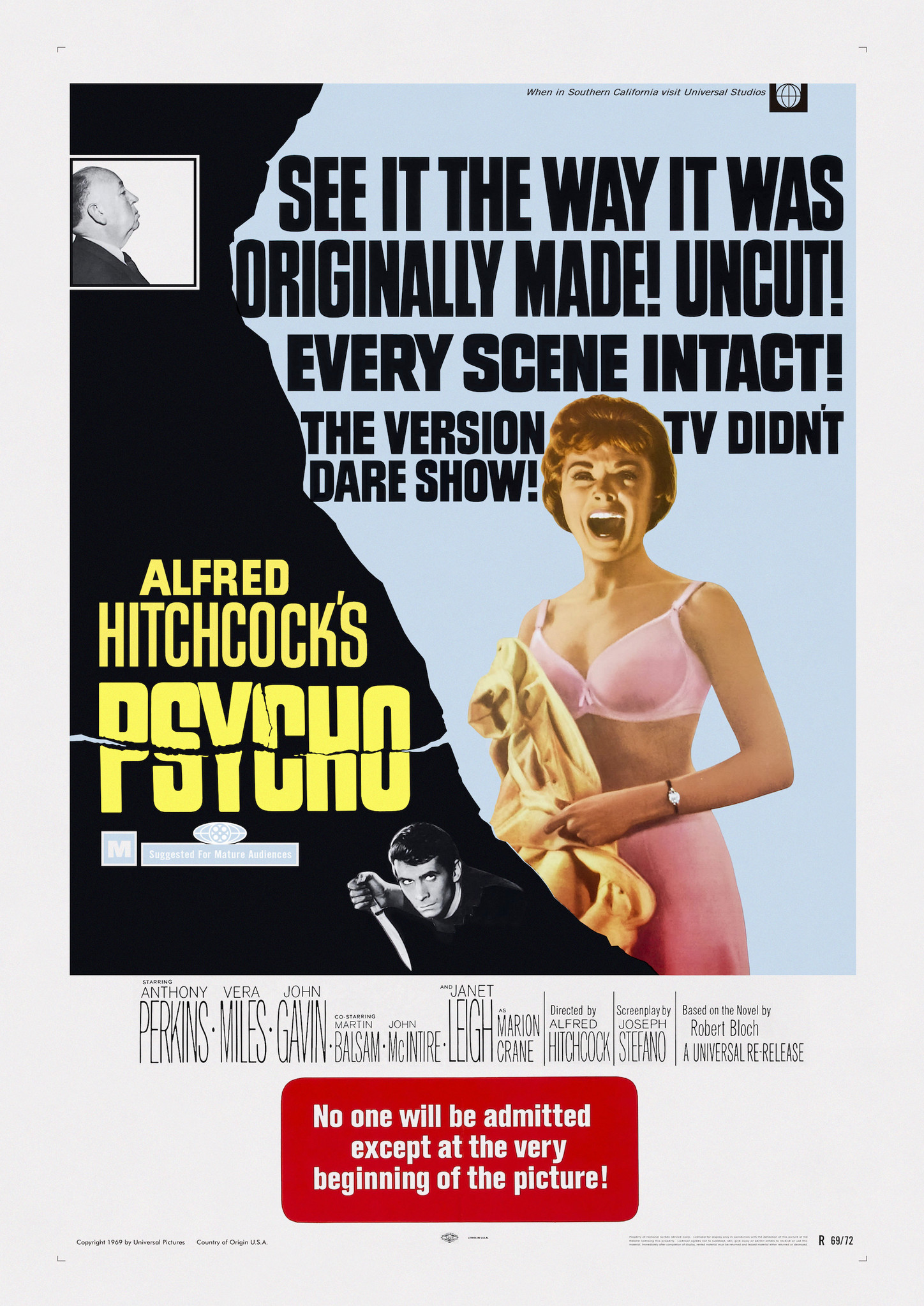 Poster - Alfred Hitchcock&apos;s Psycho, Originele Filmposter, Premium Print, Professioneel Fotopapier afbeelding