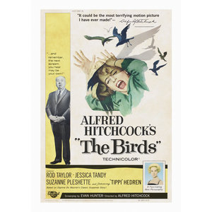 Karo-art Poster - Alfred Hitchcock's The Birds, Originele Filmposter in zeer hoge kwaliteit print