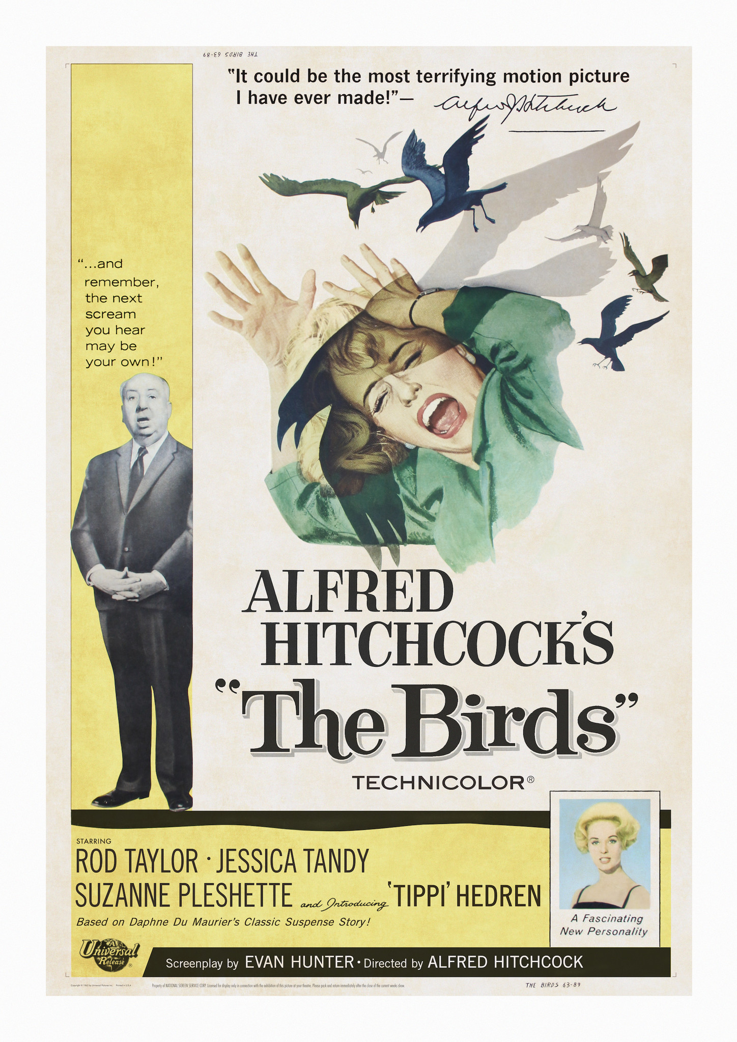 Poster - Alfred Hitchcock&apos;s The Birds, Originele Filmposter, Premium Print, Professioneel Fotopapier afbeelding