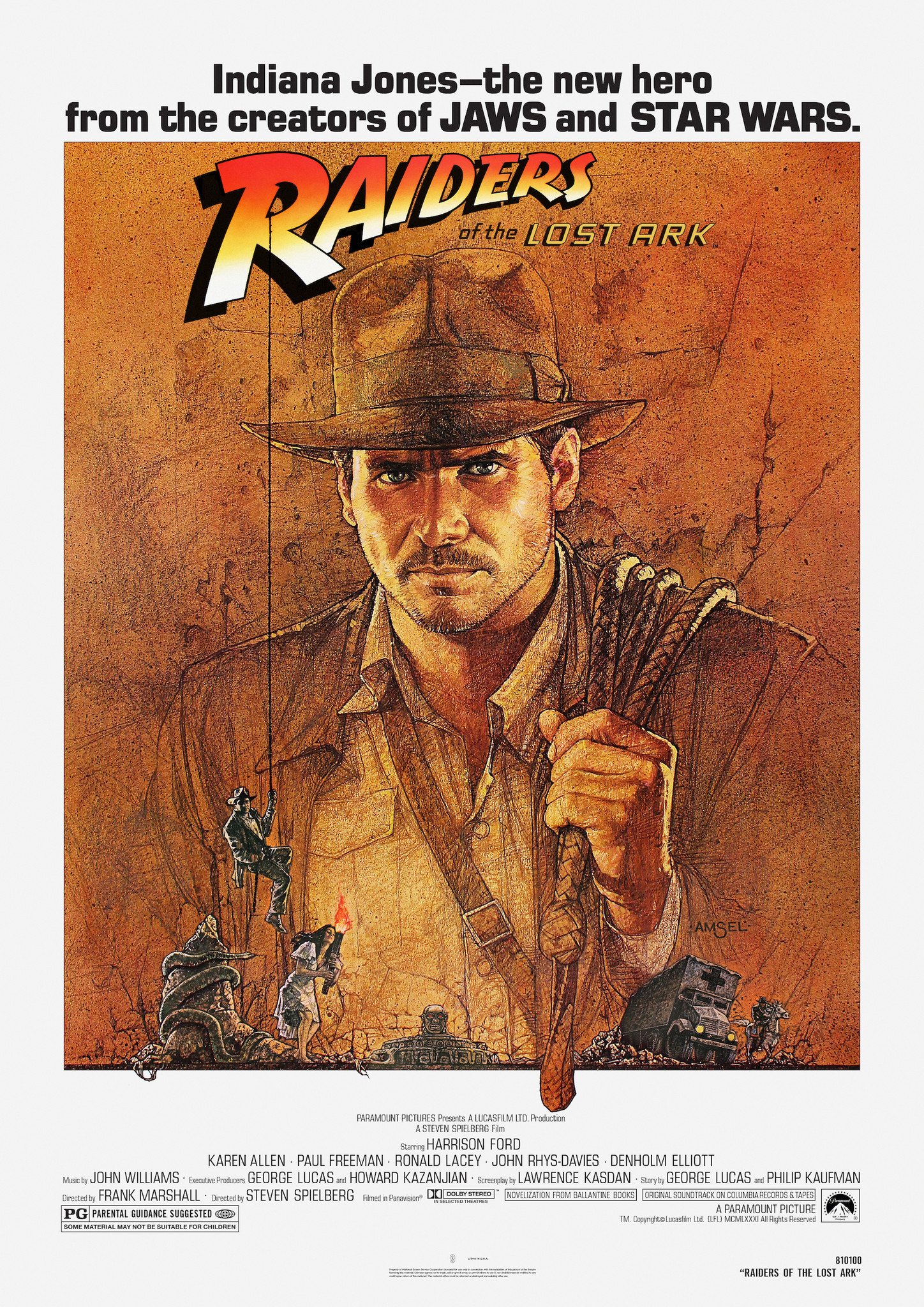 Poster - Indiana Jones, The Raiders of the Lost Ark, Originele Filmposter, Premium Print, Professioneel Fotopapier afbeelding
