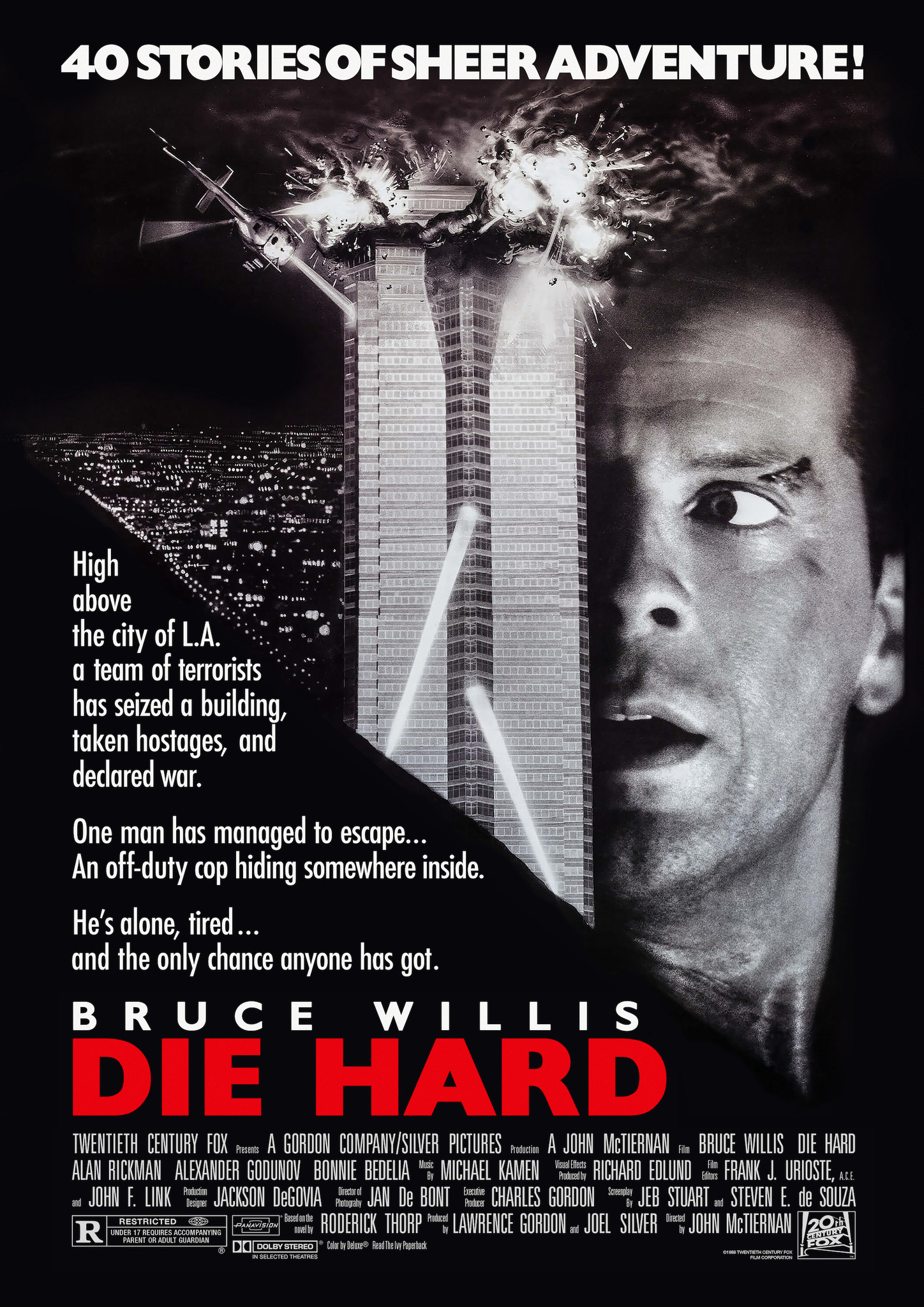 Poster - Bruce Willis - Die Hard, Originele Filmposter, Premium Print, Professioneel Fotopapier afbeelding