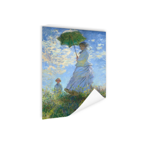 Karo-art Poster - Woman with parasol, Vrouw met een parasol, 1875 Claude Monet schilderij, premium kwaliteit