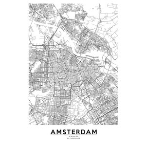 Karo-art Poster - Amsterdam, City Map, 57.22N 4,54E, Plattegrond