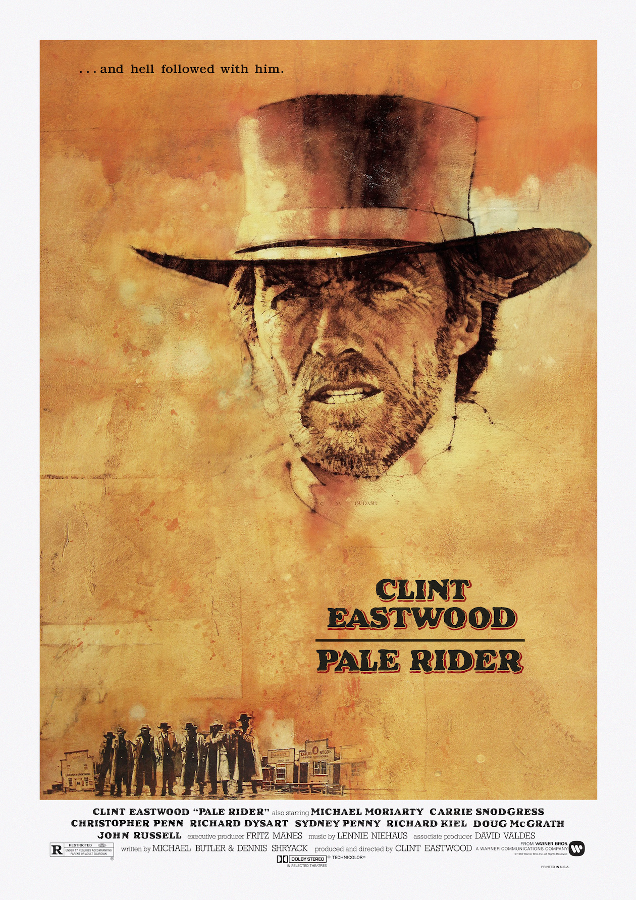 Poster- Pale Rider - Clint Eastwood, Originele Filmposter, Premium Print, Professioneel Fotopapier afbeelding