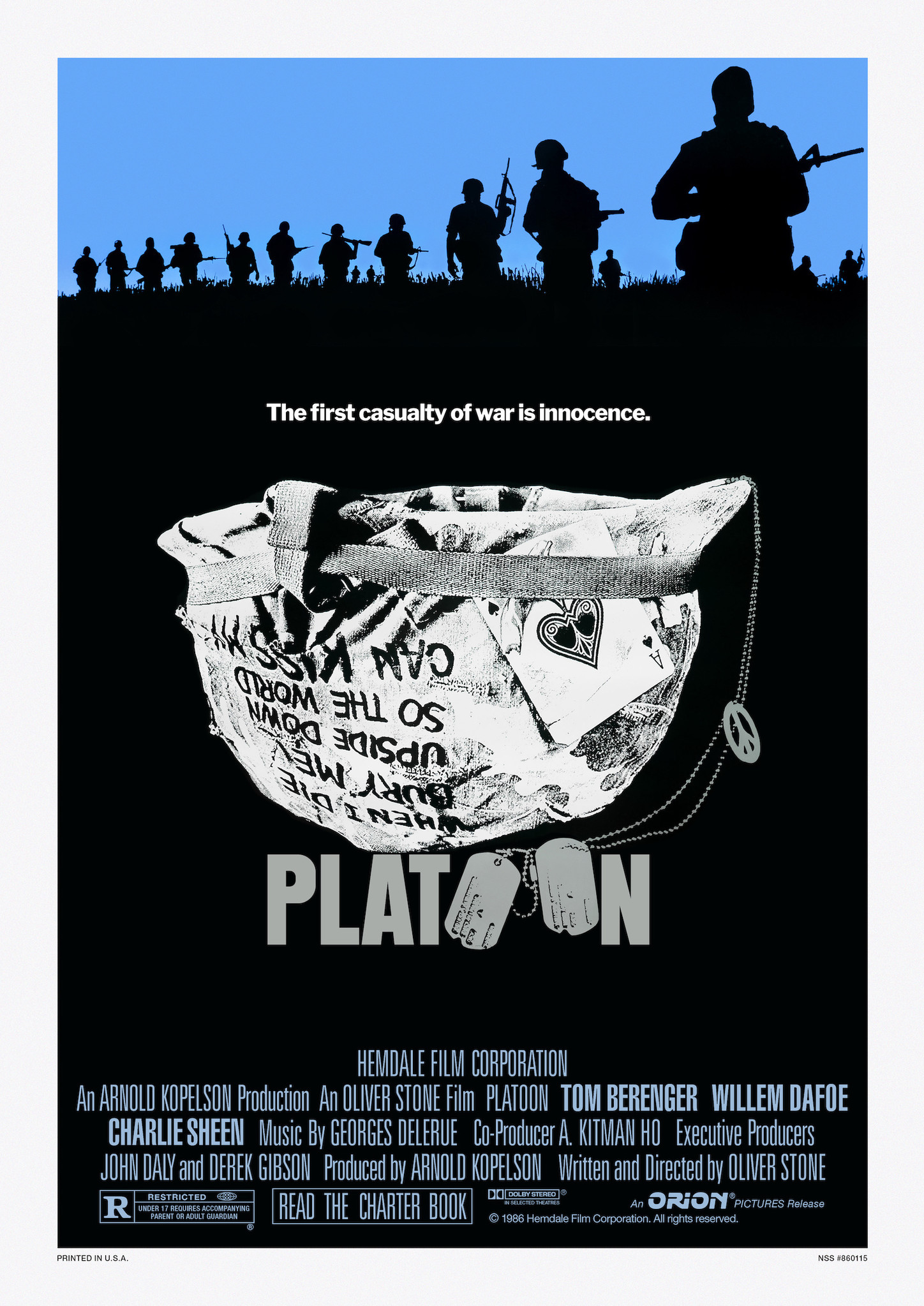 Poster- Platoon, The first casualty of war is innocence, Originele Filmposter , Premium Print, Professioneel Fotopapier afbeelding