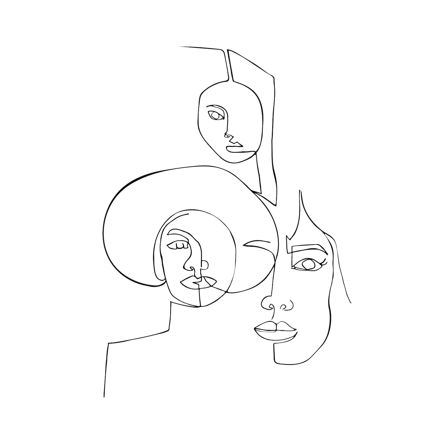 Poster - Line Art Vrouwen, Premium Print, Lijnenspel afbeelding