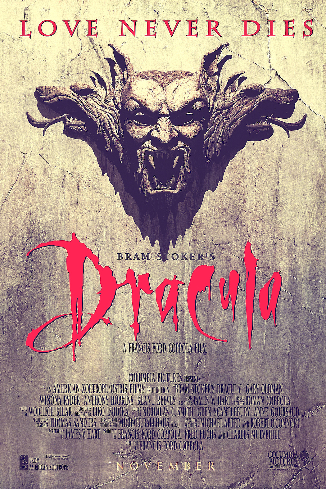 Poster - Bram Stoker&apos;s - Dracula 1992, Originele Filmposter, Premium Print, Professioneel Fotopapier afbeelding