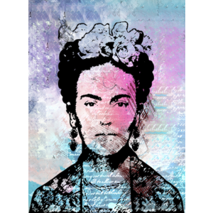 Karo-art Poster - Frida Kahlo, roze/blauw/zwart, Mexicaanse surrealistische kunstschilderes