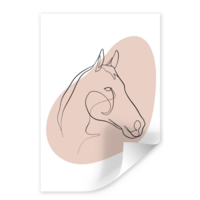 Karo-art Poster - Line art. Hoofd van een Paard, wit/roze, Premium print