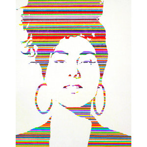 Karo-art Poster - Alicia Keys, gekleurde lijnen portret, Premium Print