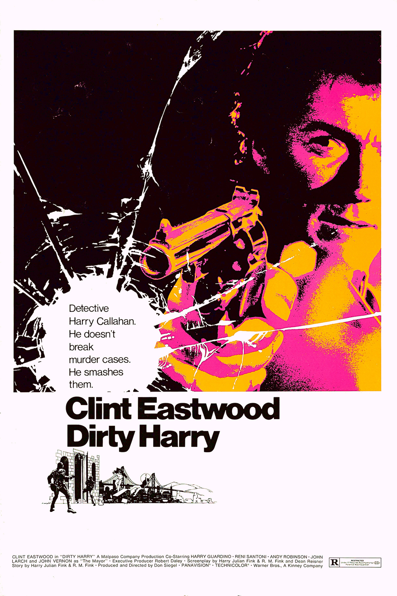 Poster - Clint Eastwood in Dirty Harry, Originele Filmposter, verpakt in stevige kartonnen rolkoker, Premium Print