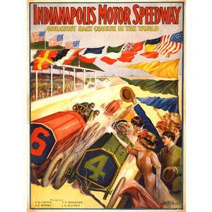 Karo-art Poster - Indianapolis Motorspeedway, 1909. 50x75cm,Premium Print, verpakt in stevige kartonnen rolkoker