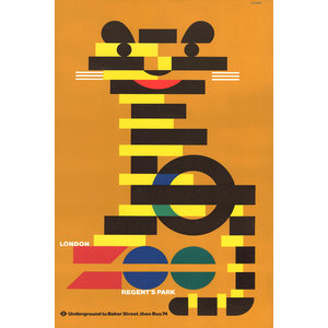 Karo-art Poster - Tiger, London Zoo, 1976 Londen, Premium Print, Verpakt in stevige kartonnen rolkoker