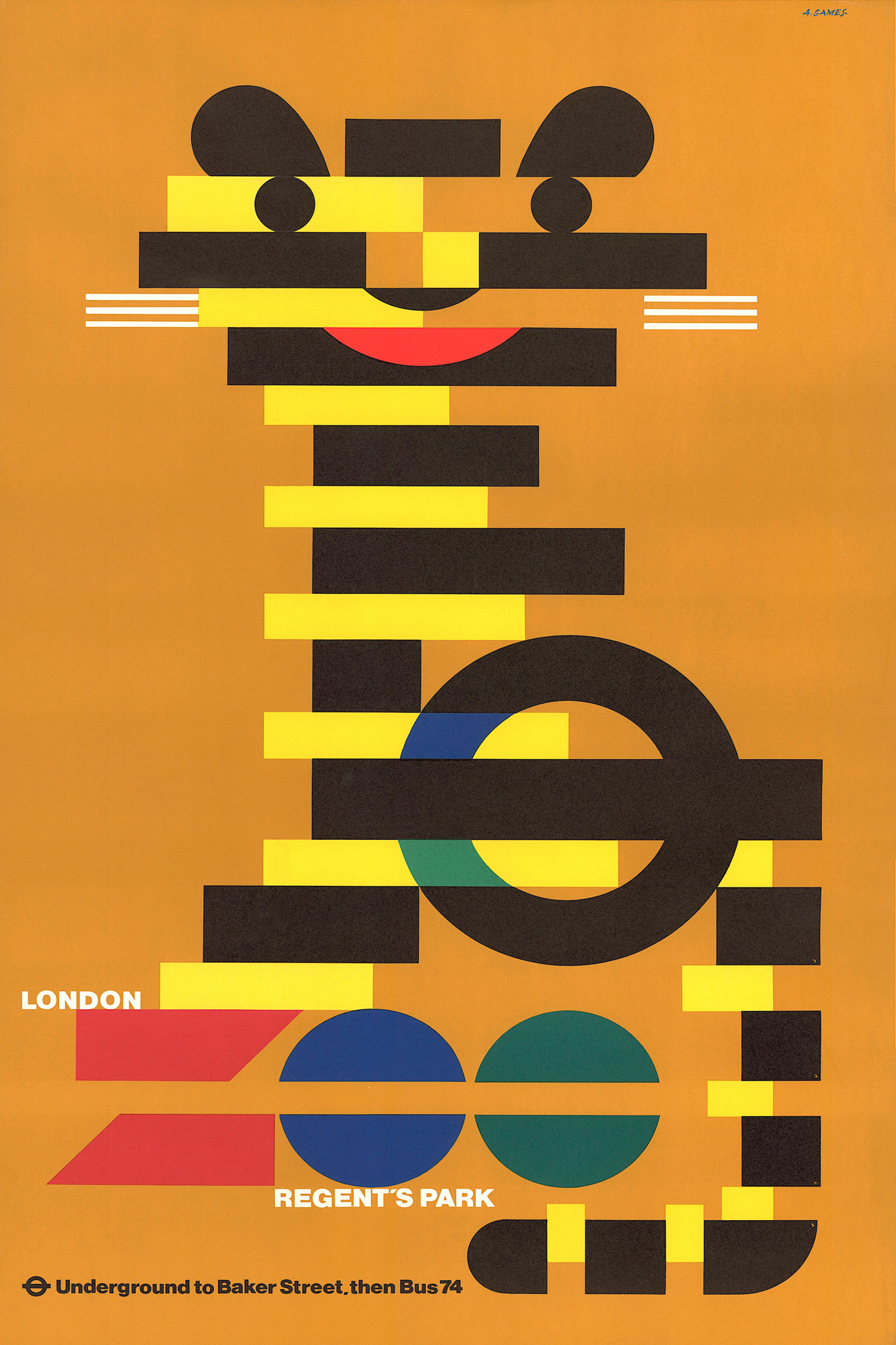 Poster - Tiger, London Zoo, 1976 Londen, Premium Print, Verpakt in stevige kartonnen rolkoker