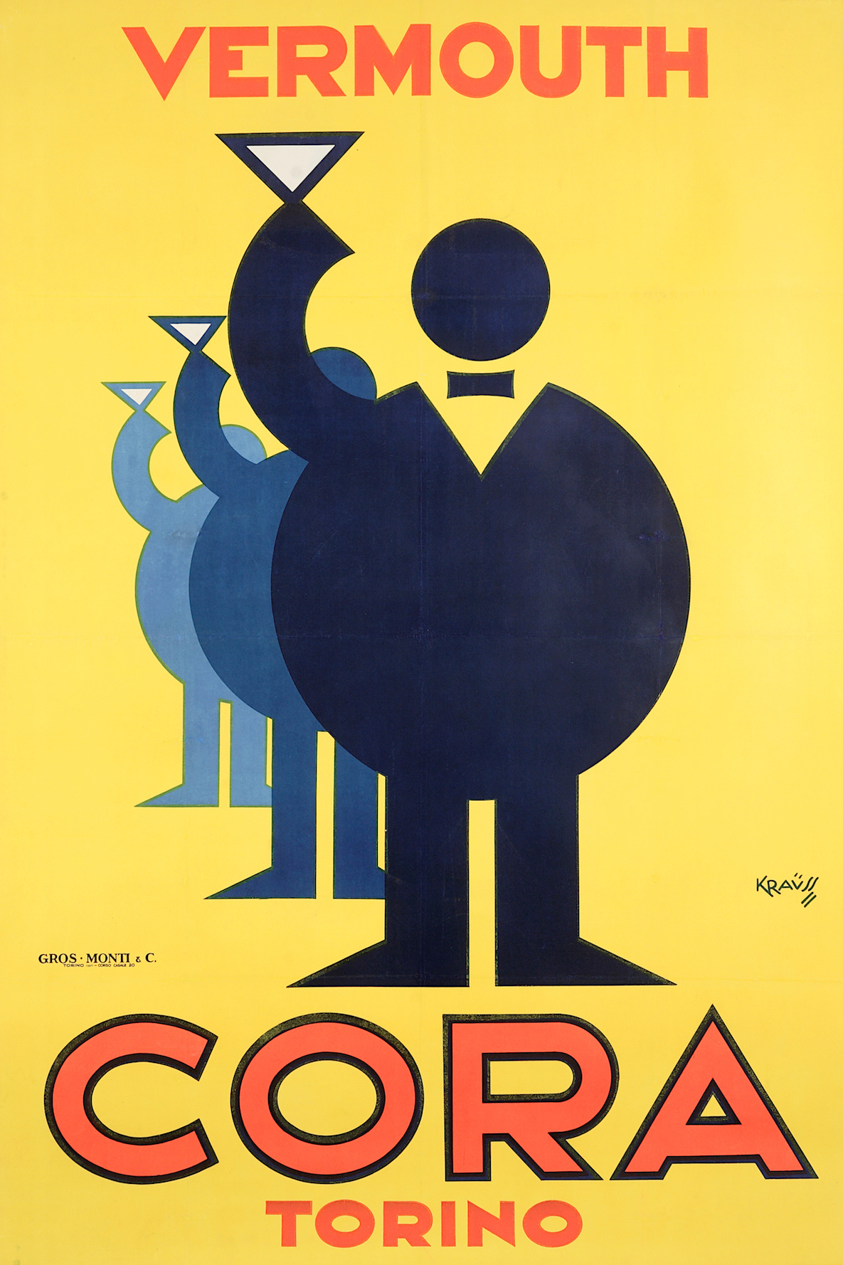 Poster - Vermouth Cora Torino, originele 1930&apos;s drink advertentie poster, Premium print afbeelding