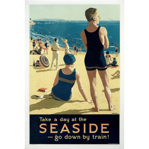 Karo-art Poster - Seaside, een dagje strand, poster uit 1930, 3 maten, Premium Print