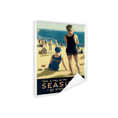 Karo-art Poster - Seaside, een dagje strand, poster uit 1930, 3 maten, Premium Print