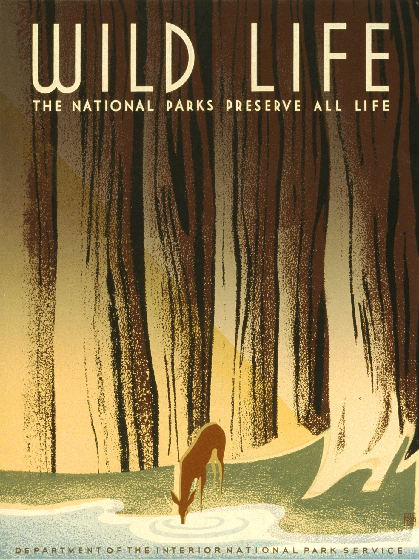 Poster - Wild Life, 1936 originele poster, 50x70cm, Premium Print, Verpakt in stevige kartonnen rolkoker