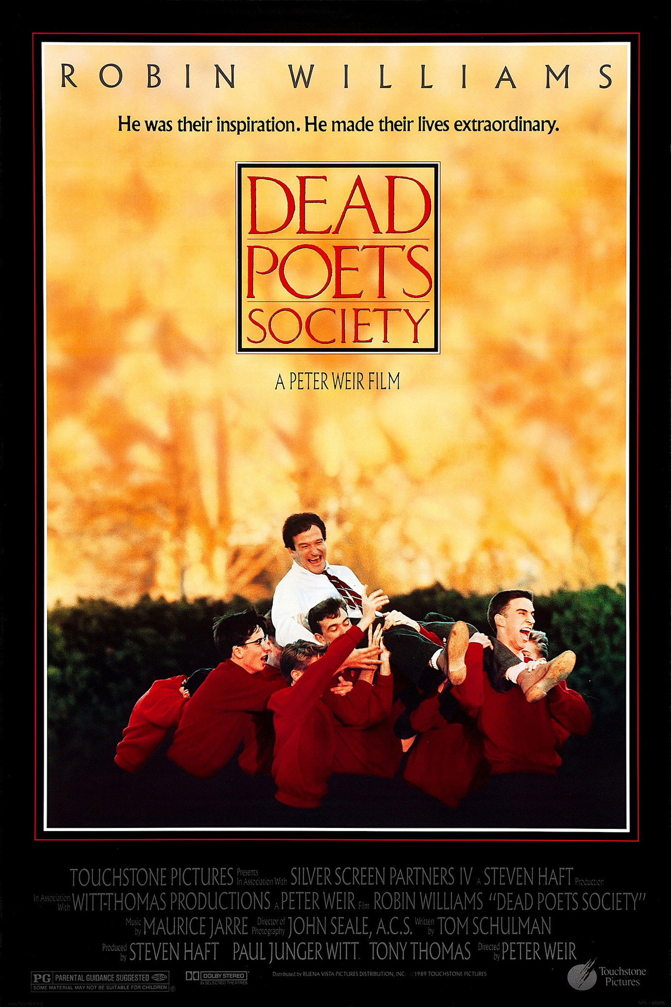 Poster - Robin Williams in Dead Poets Society, Originele Filmposter, Premium Print, Professioneel Fotopapier afbeelding