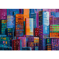 Karo-art Poster - Abstracte Gebouwen, Skyscrapers in kleuren, Multikleur, Verpakt in kartonnen rolkoker