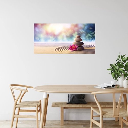 Karo-art Poster - Zen stenen en Lotus Bloem, Inspiratie, premium Print, verpakt in stevige rolkoker