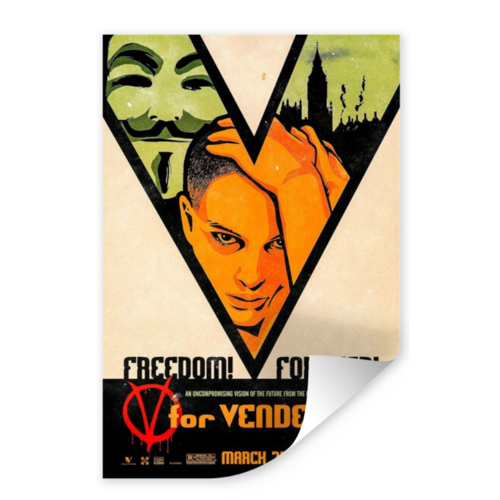 Karo-art Poster - V voor Vendetta, 2005, Originele Filmposter, Premium Print, stevig verpakt