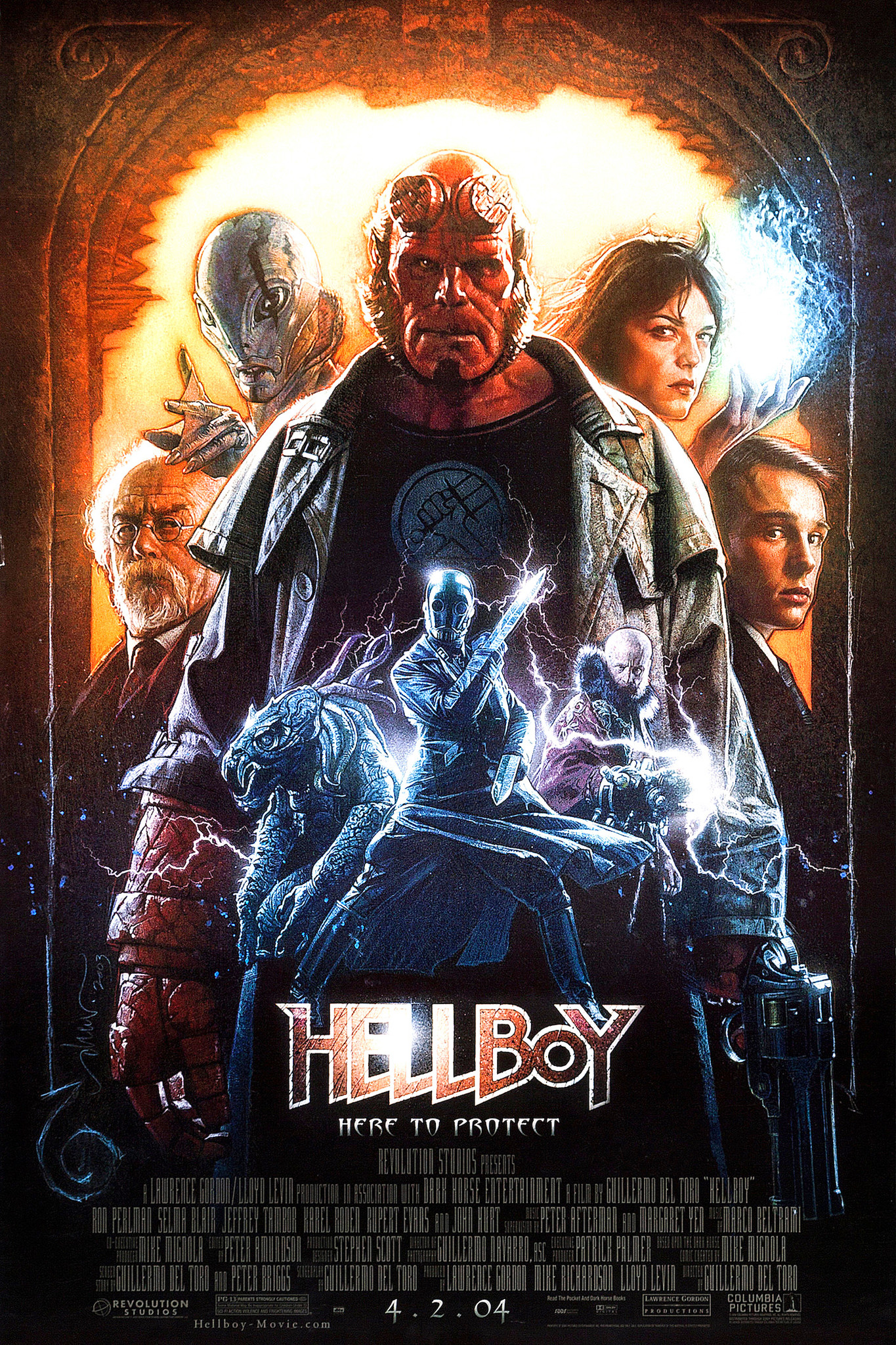 Poster - Hellboy, originele Filmposter, 2004, Premium Print, verpakt in stevige kartonnen rolkoker