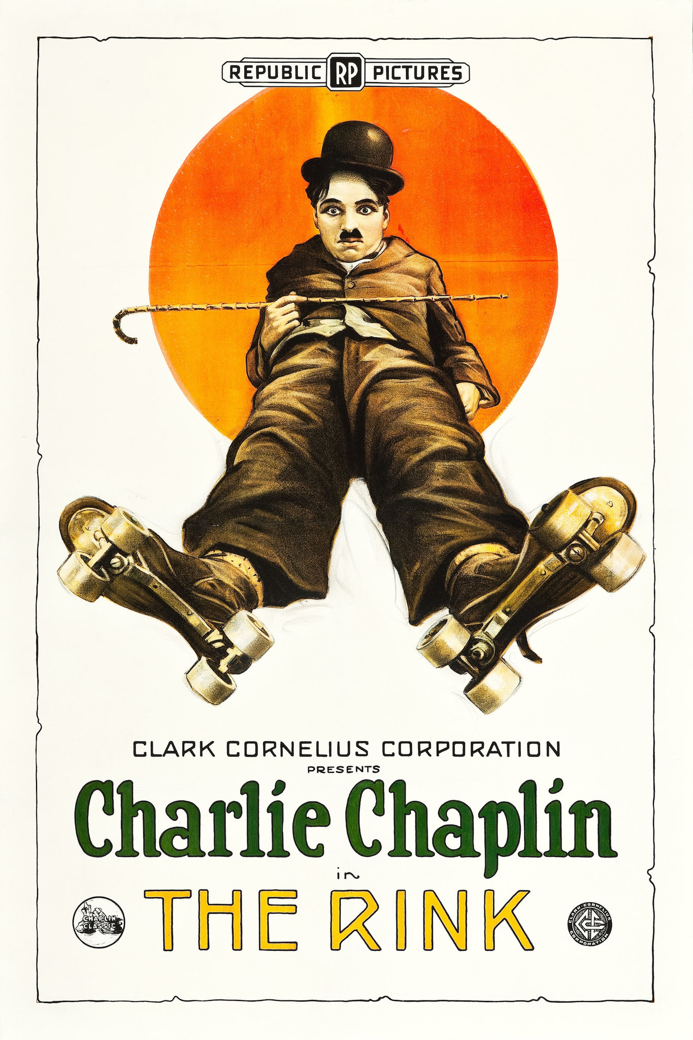 Poster -Charlie Chaplin in The Rink uit 1916, Originele Filmposter, premium Print