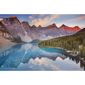 Karo-art Schilderij - Bergmeer in Canada, Prachtig landschap, Premium print, Wanddecoratie