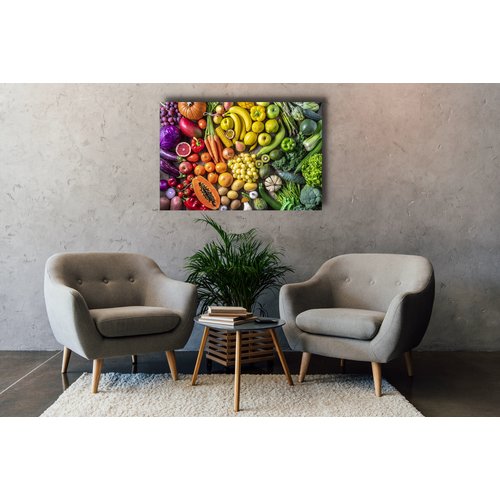 Karo-art Schilderij - Kleurrijk en gezond, Groente en Fruit, Premium Print, wanddecoratie