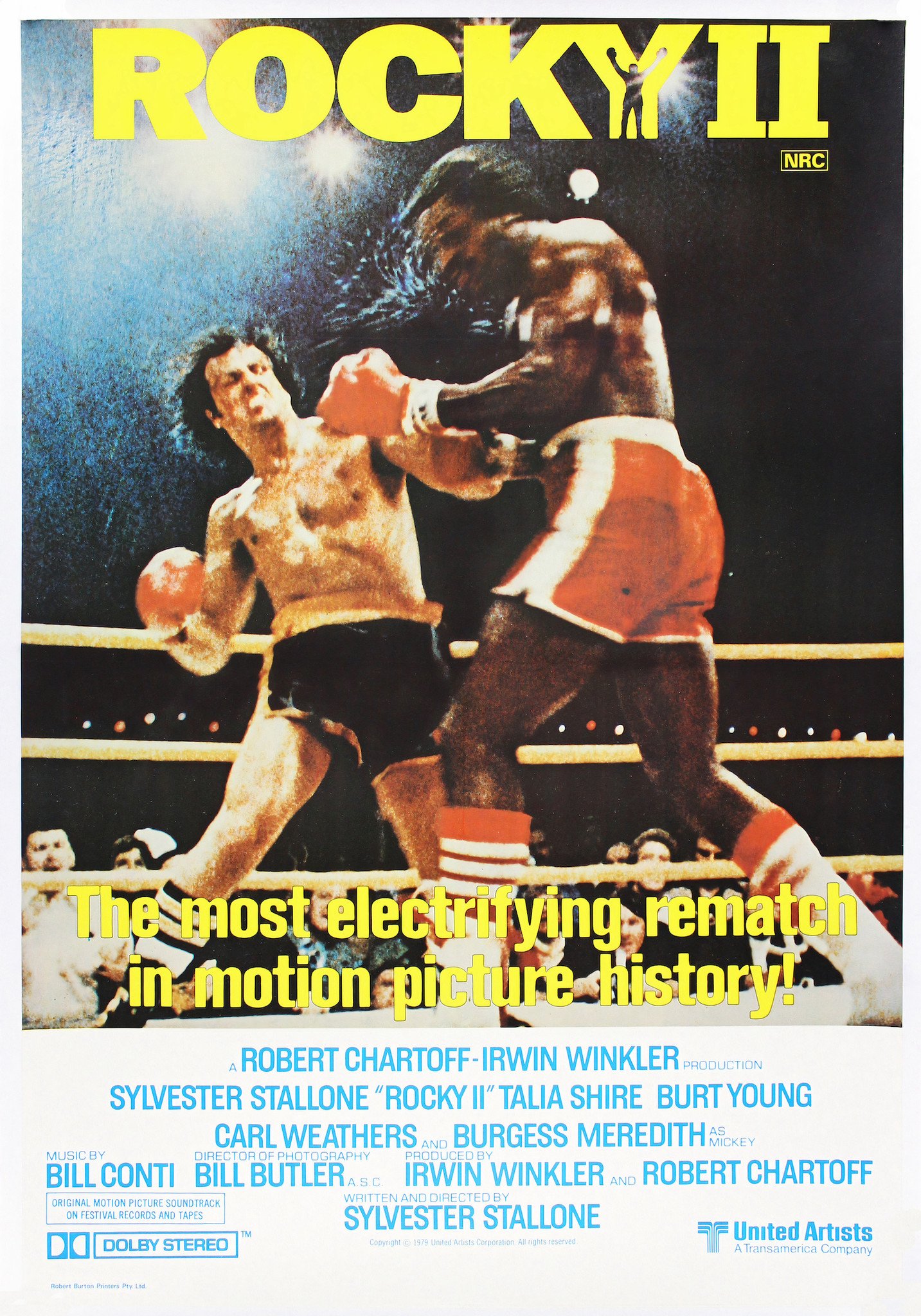 Poster -Rocky II, Originele Filmposter, Premium print, stevig verpakt in kartonnen koker