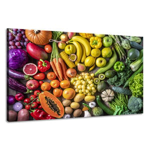 Karo-art Schilderij - Kleurrijk en gezond, Groente en Fruit, Premium Print, wanddecoratie