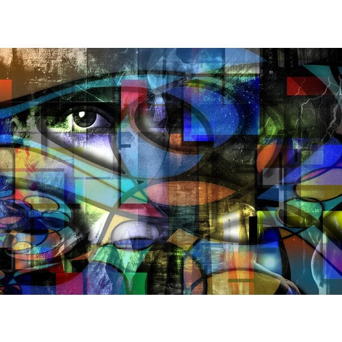Karo-art Schilderij - Abstract modern, het oog , 2 maten , multikleur , Premium print