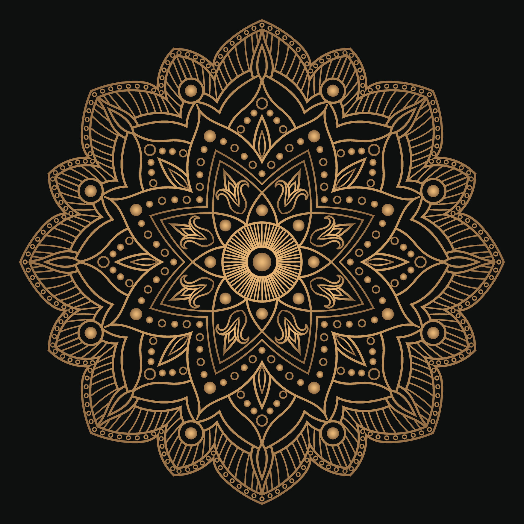 Schilderij - Mandala, bruin , 3 maten , Wanddecoratie afbeelding