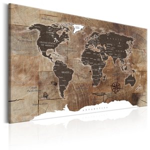 Schilderij - Wereldkaart , Houten Mozaïek , Houtlook, Print op echt Italiaans canvas, Wanddecoratie, echte Eyecatcher aan de muur Schilderij - Wereldkaart , Houten Mozaïek , Houtlook, Print op echt Italiaans canvas, Wanddecoratie, echte Eyecatcher aan de muur
