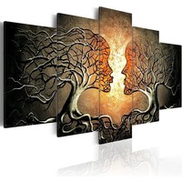 Schilderij - Liefdeverstrengeling, 5luik, Premium Print op echt Italiaans canvas canvas, een sierraad aan de muur, Wanddecoratie, Abstract Schilderij - Liefdeverstrengeling, 5luik, Premium Print op echt Italiaans canvas canvas, een sierraad aan de muur, Wanddecoratie, Abstract