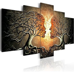 Schilderij - Liefdeverstrengeling, 5luik, Premium Print op echt Italiaans canvas canvas, een sierraad aan de muur, Wanddecoratie, Abstract Schilderij - Liefdeverstrengeling, 5luik, Premium Print op echt Italiaans canvas canvas, een sierraad aan de muur, Wanddecoratie, Abstract