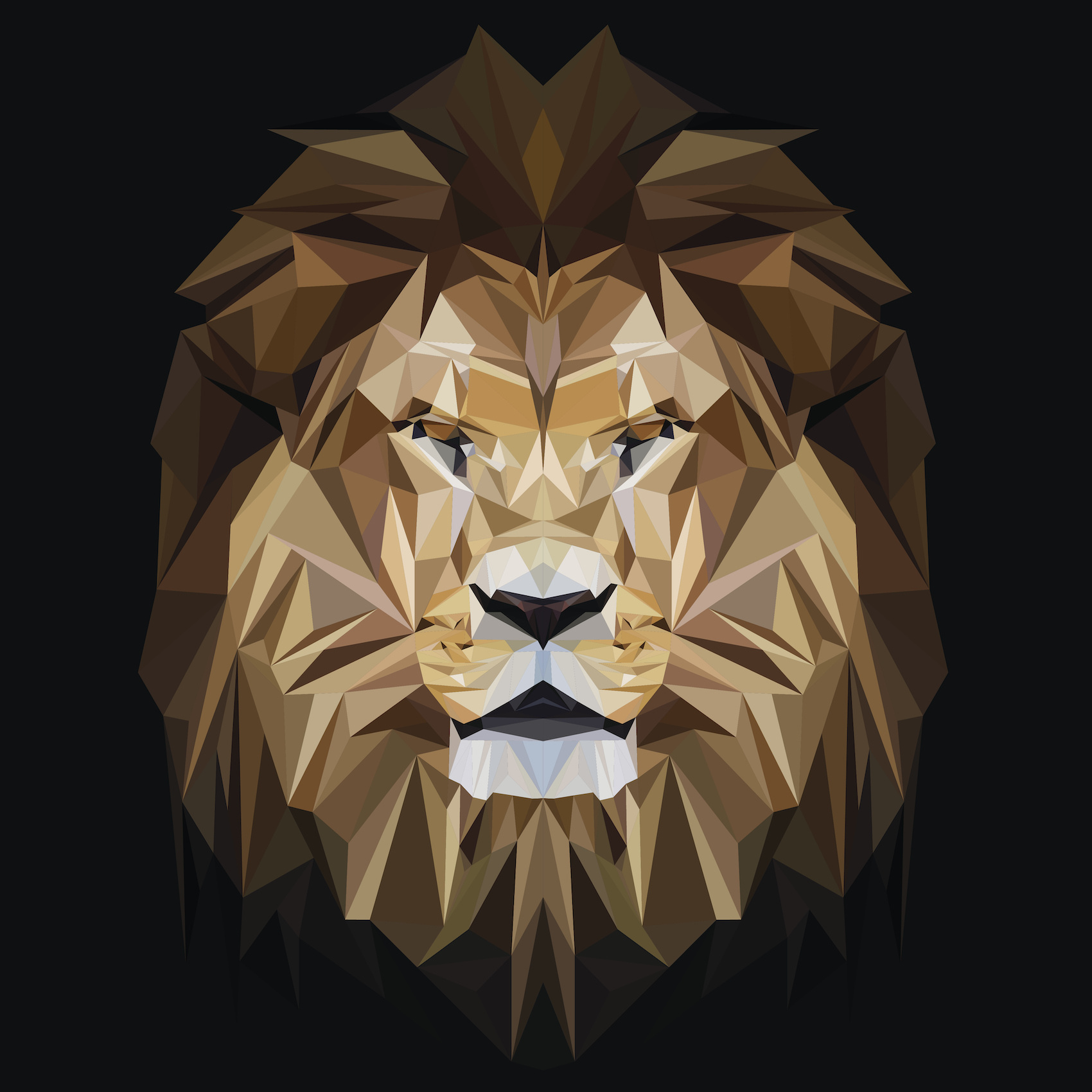 Schilderij - Leeuw, digitaal, Beige bruin , 3 maten ,Premium print afbeelding