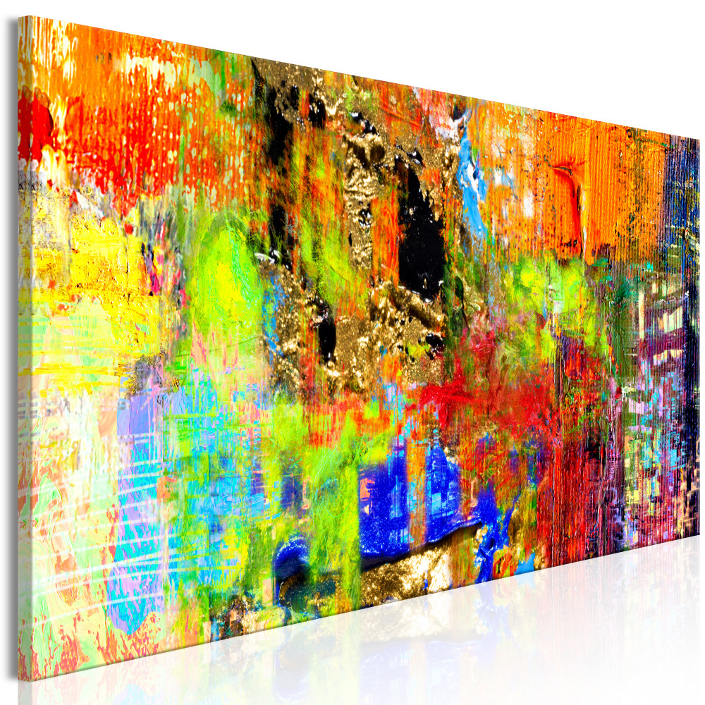 Schilderij - Abstract vol Kleuren, 3 maten, wanddecoratie, print op echt Italiaans canvas, prachtige heldere kleuren