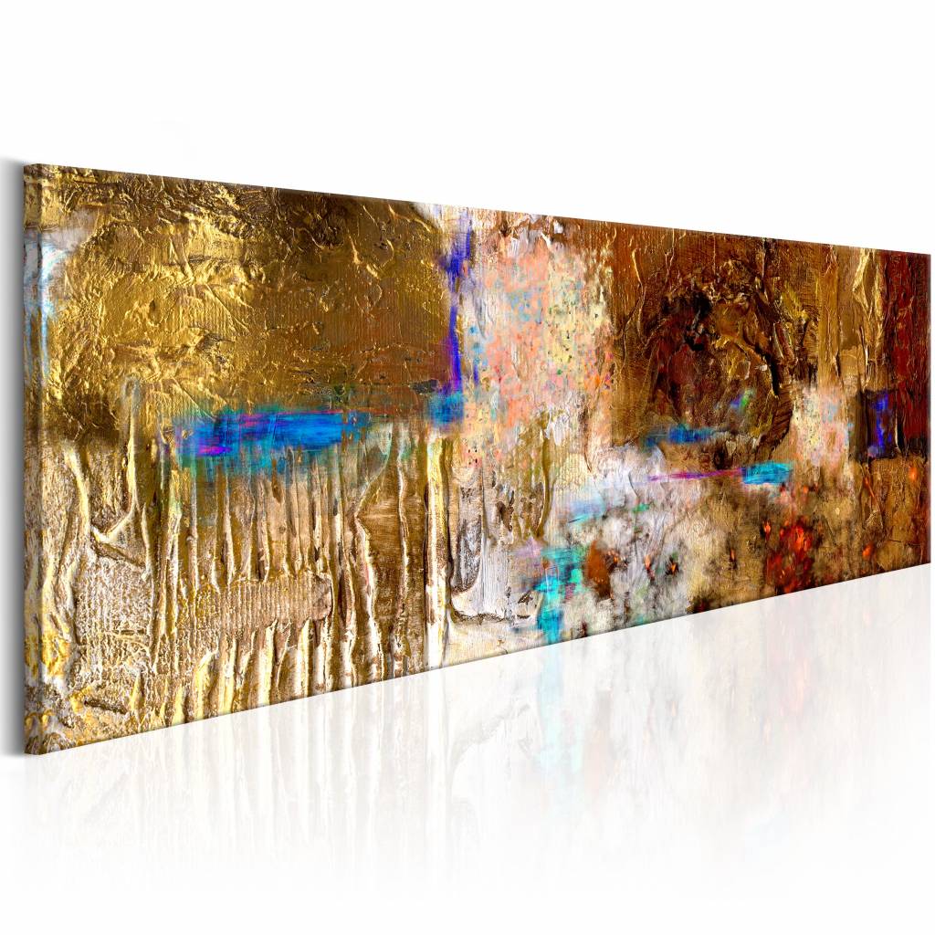 Schilderij - Golden Structure , goud look, premium print op echt Italiaans canvas, in 3 maten, prach