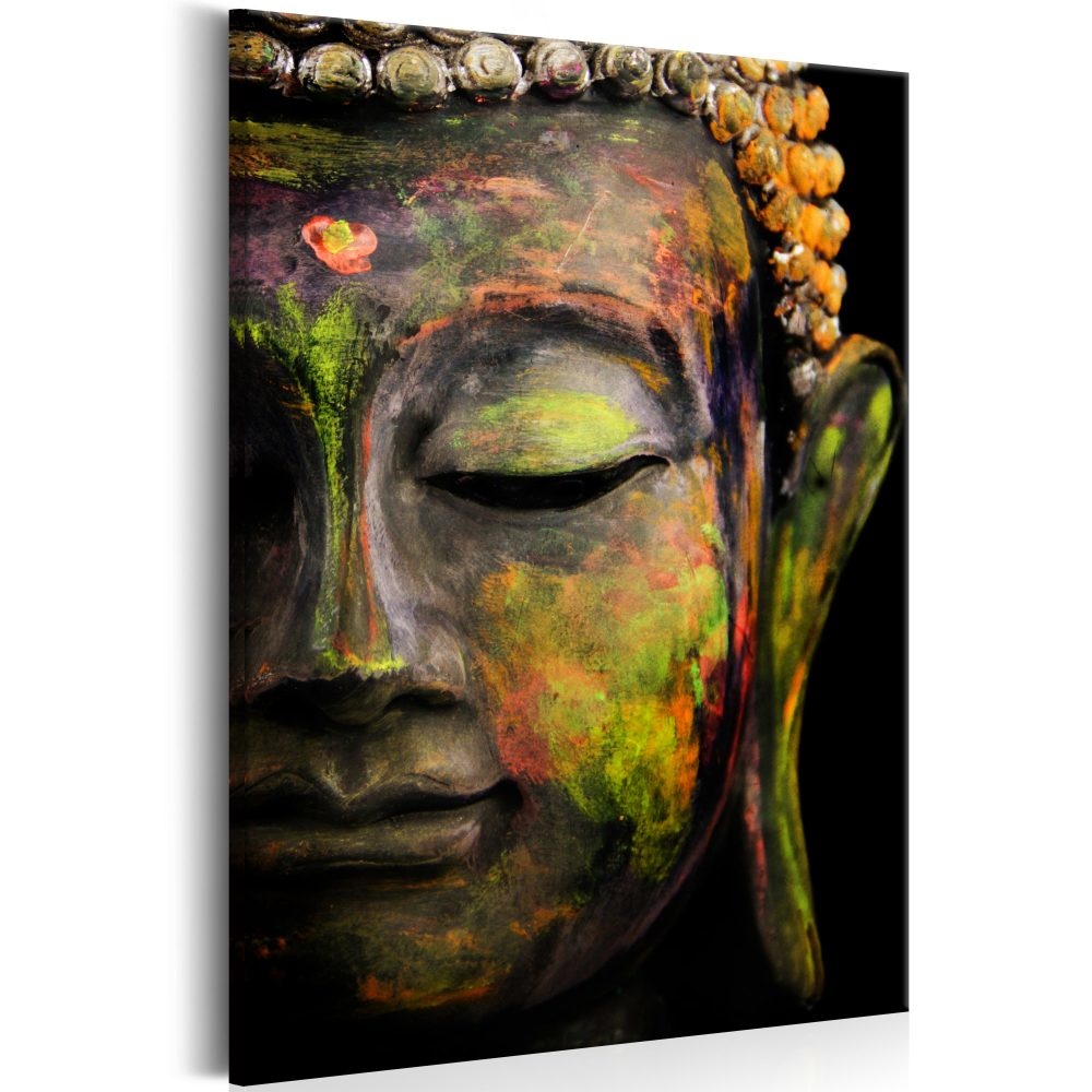 Schilderij - Grote Boeddha, Inspiratie, Prachtige scherpe op echt Italiaans canvas print, Wanddecora