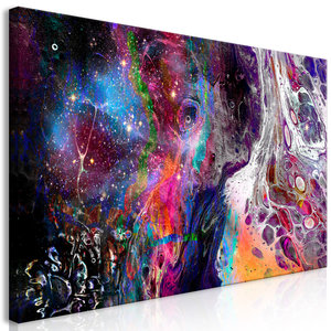 Schilderij - Kleurrijke Melkweg, prachtig abstract schilderij, print op echt Italiaans canvas, in 2 maten, wanddecoratie