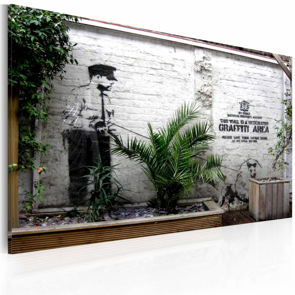 Schilderij - Banksy - Graffiti Area, 40x60cm , wanddecoratie , premium print op canvas - Copy